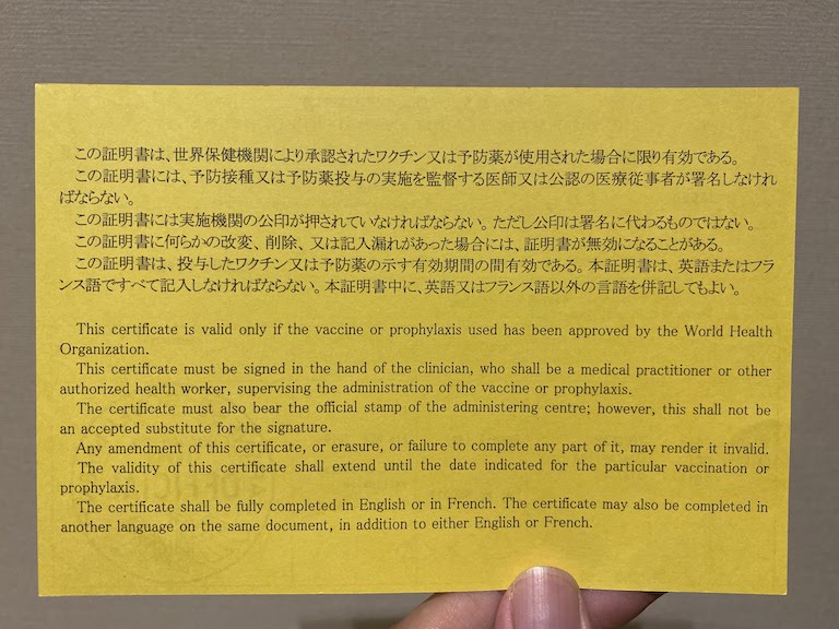 イエローカード裏面