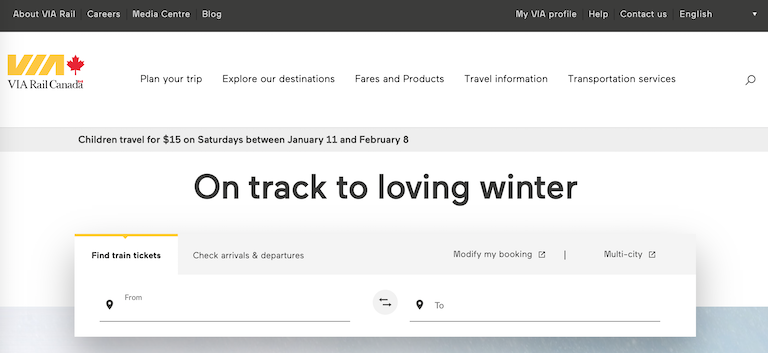 VIA鉄道ホームページ