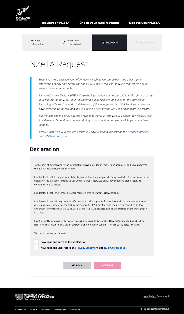 NZeTA 申告ページ