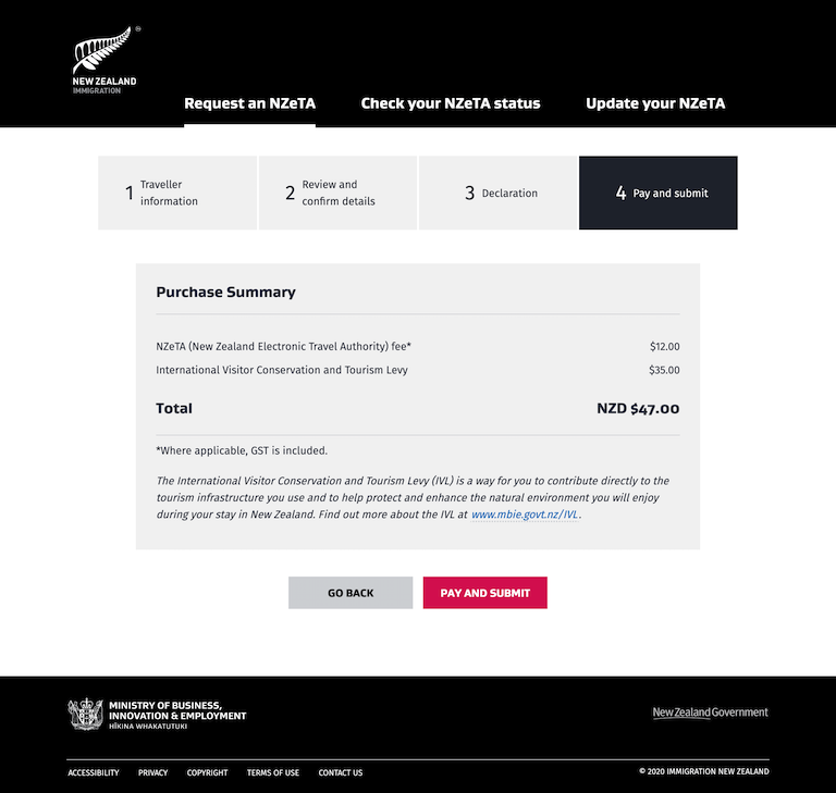 NZeTA 支払内容確認ページ