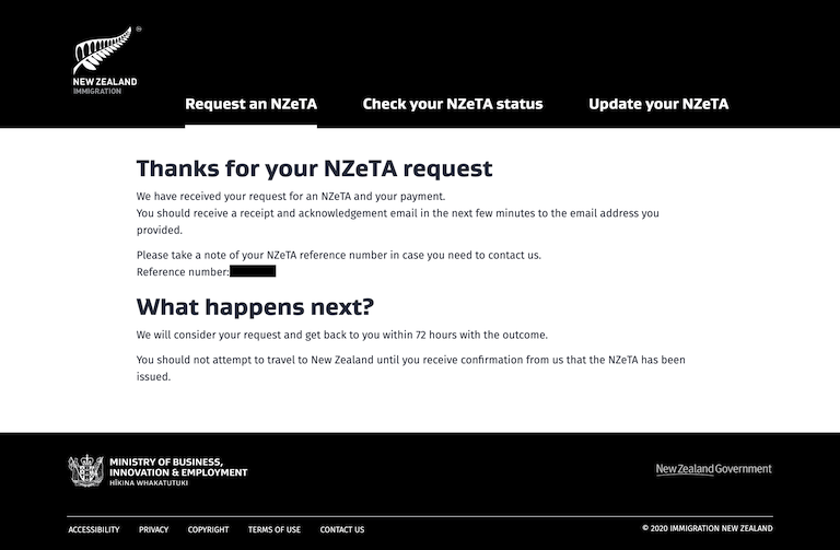 NZeTA 完了ページ