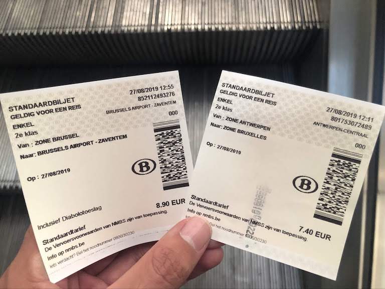アントワープ〜ブリュッセル空港 電車チケット