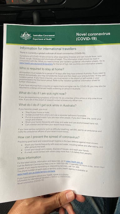オーストラリア コロナウィルス対策措置案内